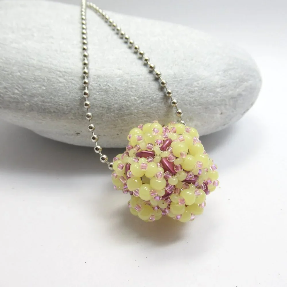 Handwoven Uranium and Glow in the dark Pendant
